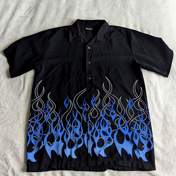 Vintage Y2K Men's Shirt Flames - Picture 3 of 6
